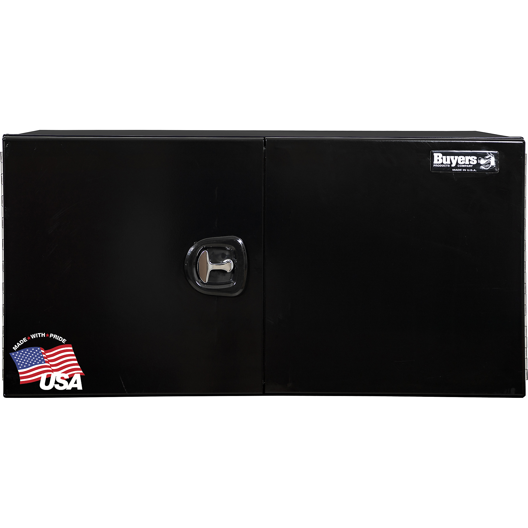Buyers Products, 48x24x24 Pro 2 Door Underbody Truck Tool Job Storage Box, Width 24 in, Material Aluminum, Color Finish Glossy Black, Model# 1705940